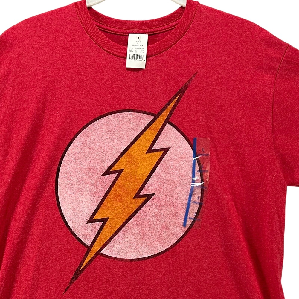The Flash DC Comics T-Shirt Mens L Athletic Fit Red Blend Superhero Graphic Tee